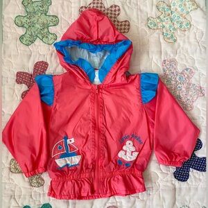 Vintage Basic Editions Kids Sailboat Raincoat - Pink and Blue